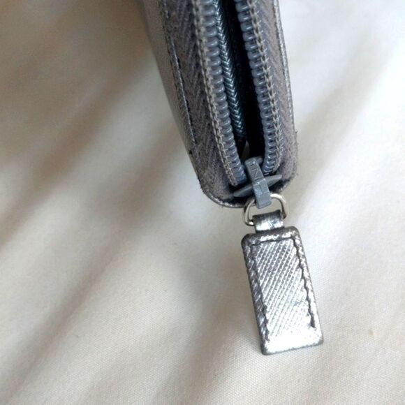 PRADA Metallic Leather Zip Around Wallet - Picture 7 of 16